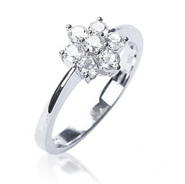 Diamond Seven Stone Cluster Ring 0.50ct, 18k White Gold - Diamond ...