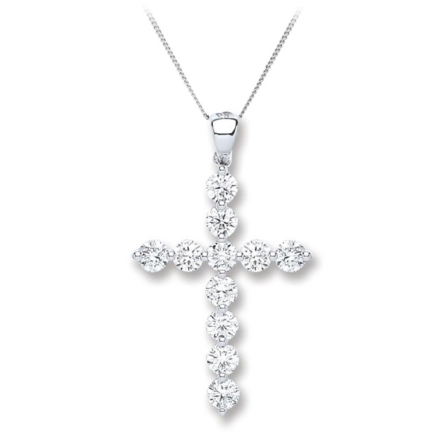 Diamond Cross Necklace 0.70ct, 18k 