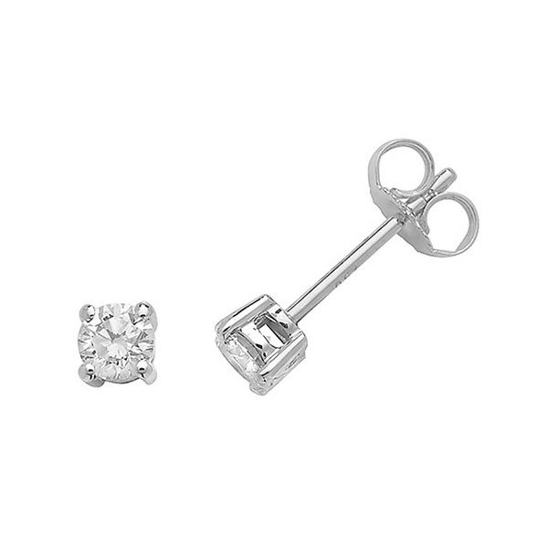 Classic Diamond Stud Earrings 0.40ct, 18k White Gold