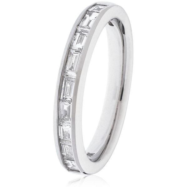 Diamond Baguette Half Eternity Ring 0.40ct, 18k White Gold