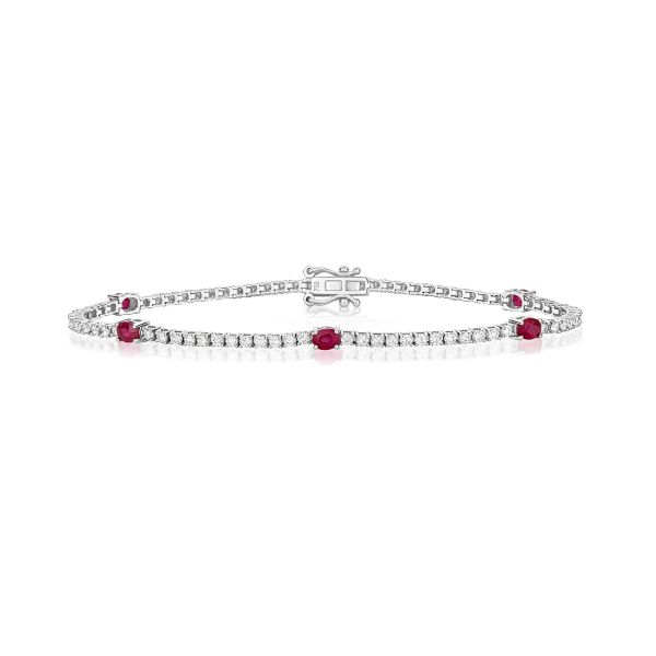 7.27ct Red natural ruby diamonds flower cluster tennis bracelet 18kt – Avis  Diamond Galleries