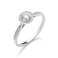 Diamond Bezel Set Halo Engagement Ring 0.25ct. 9k White Gold