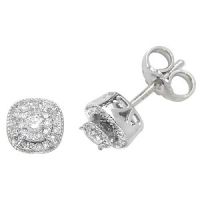 Diamond Cluster Stud Earrings 0.26ct, 9k White Gold