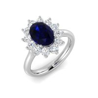 Diamond & Oval Cut Sapphire Ring 2.46ct. Platinum