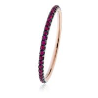 Petite Natural Ruby Full Eternity Ring 0.30ct. 18k Rose Gold