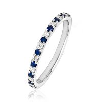 Sapphire & Diamond Half Eternity Ring 0.30ct, 9k White Gold