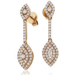 Diamond Pear Shape Drop Earrings 2.00ct, 18k Rose Gold