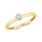 Petite Aquamarine Solitaire Ring in Yellow Gold