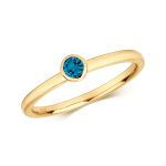 Petite London Blue Topaz Solitaire Ring in Yellow Gold