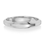 3mm Bevelled Soft Court Wedding Ring, 18k White Gold, Medium