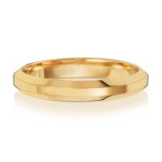 3mm Bevelled Soft Court Wedding Ring, 18k Gold, Heavy