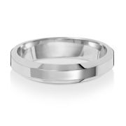 4mm Bevelled Soft Court Wedding Ring 18k White Gold, Medium