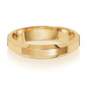 4mm Bevelled Soft Court Wedding Ring 18k Gold, Medium