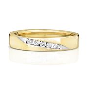 4mm Diamond Cross-Over Wedding Ring, 9k Gold