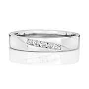 4mm Diamond Cross-Over Wedding Ring, 9k White Gold