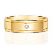 5.5mm Single Diamond Wedding Ring in Solid Gold 0.02ct.