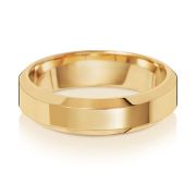 5mm Bevelled Soft Court Wedding Ring 9k Gold, Medium