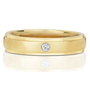 5mm Rub-Over Diamond Solitaire Wedding Ring, 9k Gold