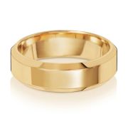 6mm Bevelled Soft Court Wedding Ring 9k Gold, Heavy