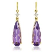 Mark Milton Amethyst and Diamond Pear Drop Earrings, 9k Gold