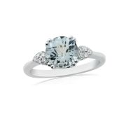 Aquamarine & Diamond Ring 1.26ct, 9k White Gold