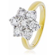 Diamond Seven Stone Cluster Ring 2.00ct, 18k Gold