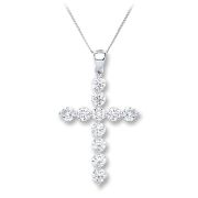 Diamond Cross Necklace 0.70ct, 18k White Gold