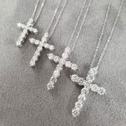 2.10ct. Diamond Cross Pendant Necklace 18k White Gold with Chain