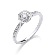 Diamond Bezel Set Halo Engagement Ring 0.25ct. 9k White Gold