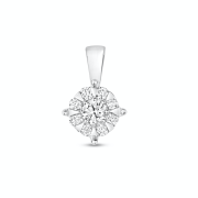 Diamond Brilliant Cluster Pendant 0.25ct, 9k White Gold