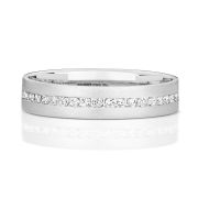 Diamond Channel Set Half Eternity Wedding Ring in Frosted White Gold