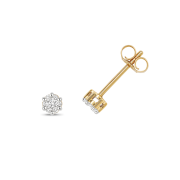 Diamond Cluster Stud Earrings 0.12ct, 9k Gold