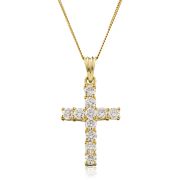 Diamond Cross Necklace 18k Gold, 1.00ct G/SI