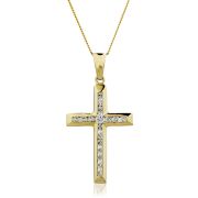 Diamond Cross Necklace 1.00ct Channel Set, 18k Gold