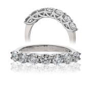 Diamond Half Eternity 7 Stone Ring 2.00ct, 18k White Gold