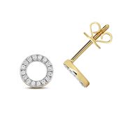 Diamond Halo Stud Earrings 0.12ct, 9k Gold