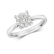 Diamond Illusion Set Engagement Ring 0.30ct, 9k White Gold