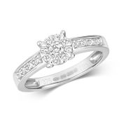 Diamond Illusion Set Engagement Ring 0.33ct, 9k White Gold