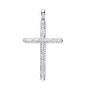 Diamond Pave Cross Pendant 0.45ct. 18k White Gold