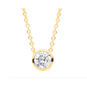 Diamond Rub-Over Solitaire Pendant & Chain, 0.25ct. 18k Gold