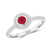 Diamond & Ruby Rub-Over Ring 0.60ct. 9k White Gold