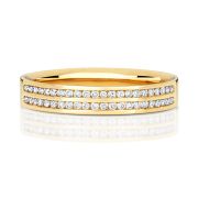 Double Row Channel Set Diamond Wedding Ring in 9k Gold