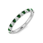 Emerald & Diamond Half Eternity Ring 0.36ct. 9k White Gold