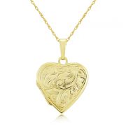 Mark Milton Embossed Gold Heart Locket Necklace