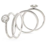 Petite Diamond Halo Bridal Set 0.50ct, 18k White Gold