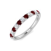 Ruby & Diamond Half Eternity Ring 0.46ct. 9k White Gold