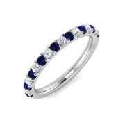 Sapphire & Diamond Half Eternity Ring, 9k White Gold, 1.9mm