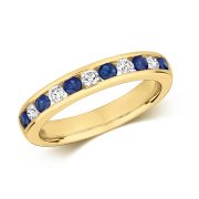 Sapphire & Diamond Half Eternity Ring 0.69ct, 9k Gold