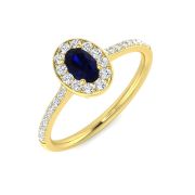 Sapphire & Diamond Oval Cut Ring 0.59ct. 18k Gold