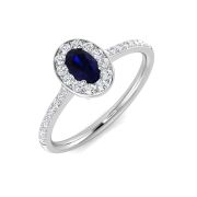 Sapphire & Diamond Oval Cut Ring 0.59ct. 9k White Gold